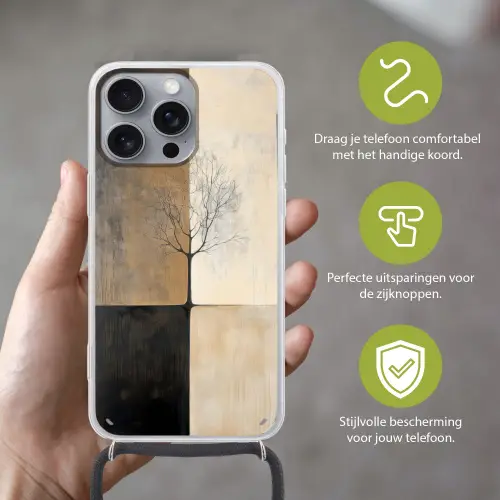 Boom - Vlakken - Takken - Kleurverloop Hoesje iPhone 16 Pro Max met koord klein -sfeer2_NL
