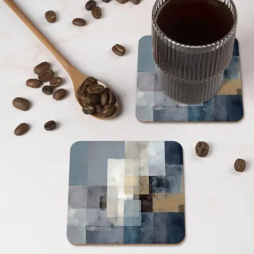 Rechthoeken - Abstract - Blauw onderzetter kurk middel -sfeer2