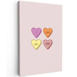 Hartjes - Pastel - Liefde - Moeder Tuinposter op houten frame 2 cm dik middel -3d