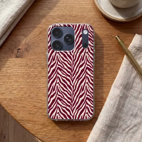 Zebra - Motief - Bordeaux - Rood Telefoonhoesje iPhone 17 Pro klein 878 -sfeer1