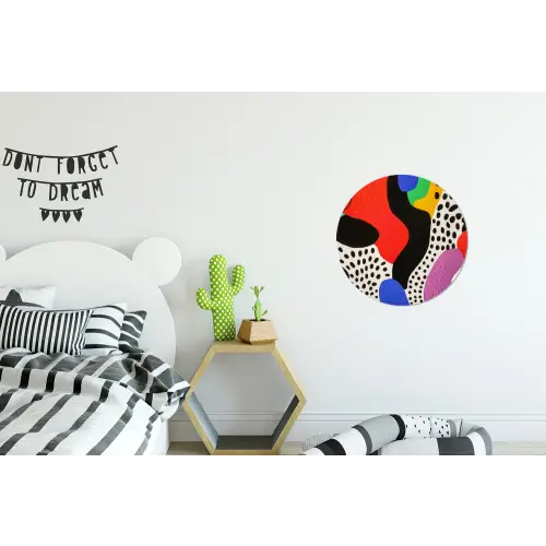 Abstract - Vormen - Kleuren - Stippen Wandcirkel aluminium klein -kinderkamer