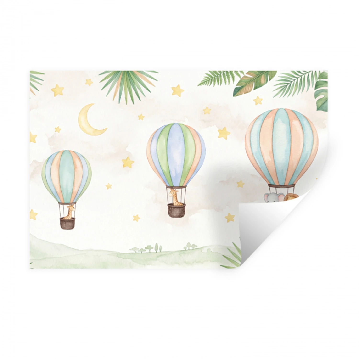 Aquarel - Luchtballonnen - Pastel Muursticker klein -3d