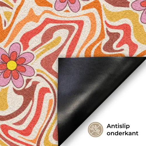 Retro - Bloemen - Patroon Deurmat klein 898 -antislip_NL