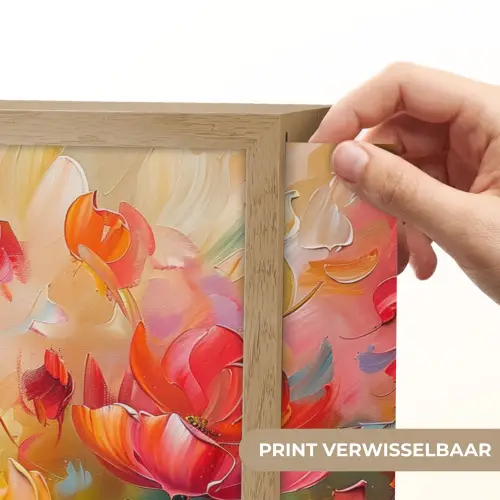 Bloemen - Kleurrijk - Verf - Abstract - Kunst Light Box met batterij (Wandlamp) middel -USP_websiteprintNL