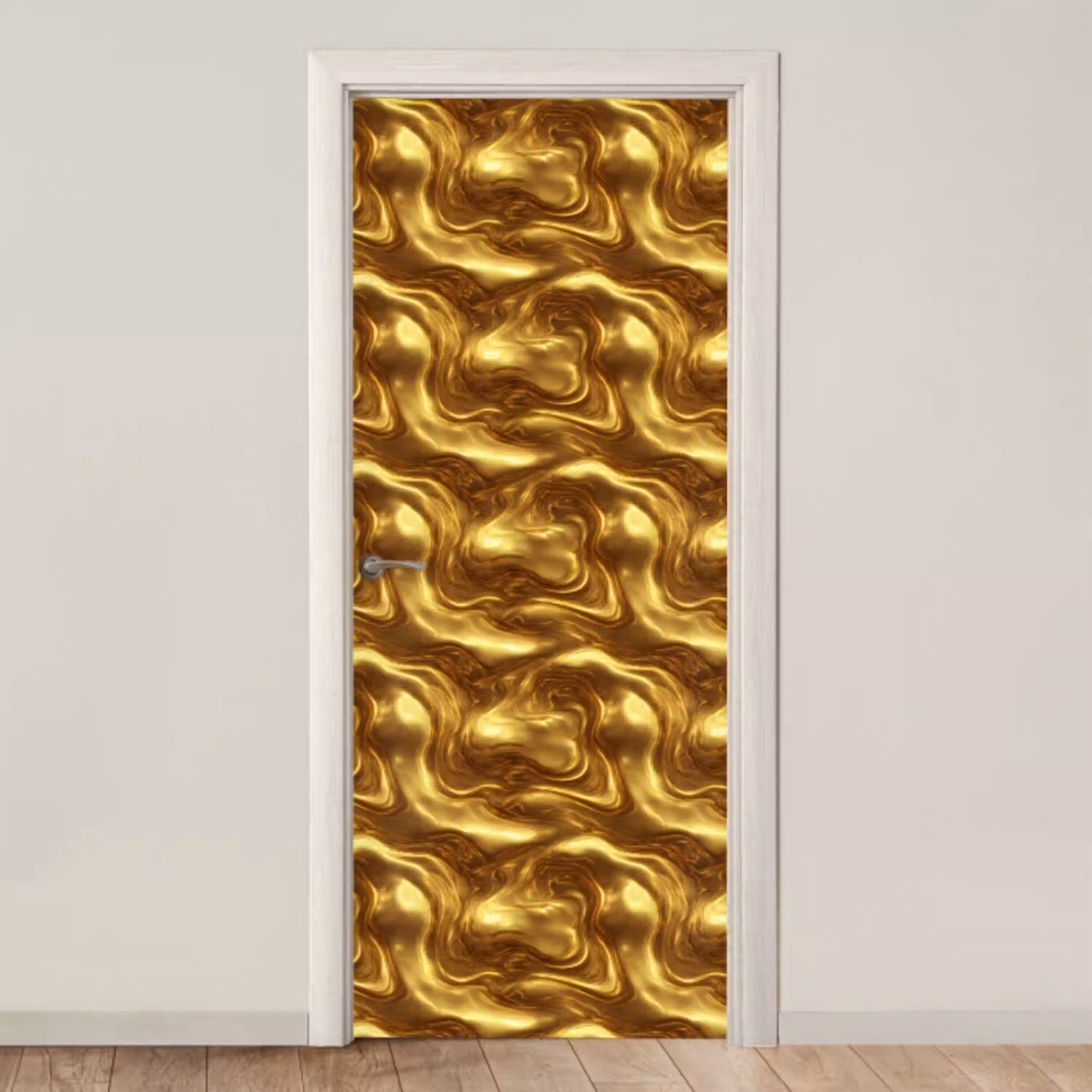 Textuur - Vloeibaar - Organisch - Goud deurposter klein 289 -3d_beige