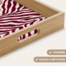 Zebra - Motief - Bordeaux - Rood Dienblad Rechthoek middel 911 -USP_HandgreepFR