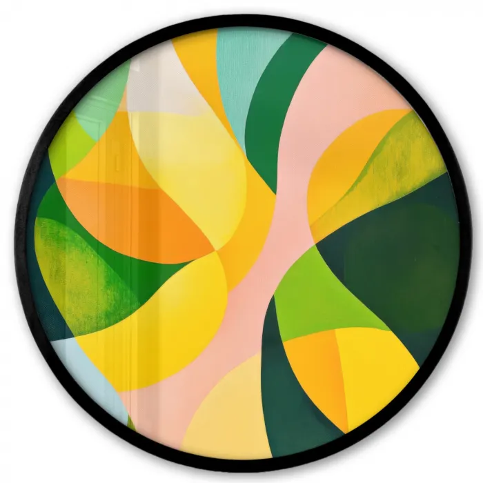 Abstract - Geel - Roze - Groen Fotolijst rond zonder passe partout klein -3d