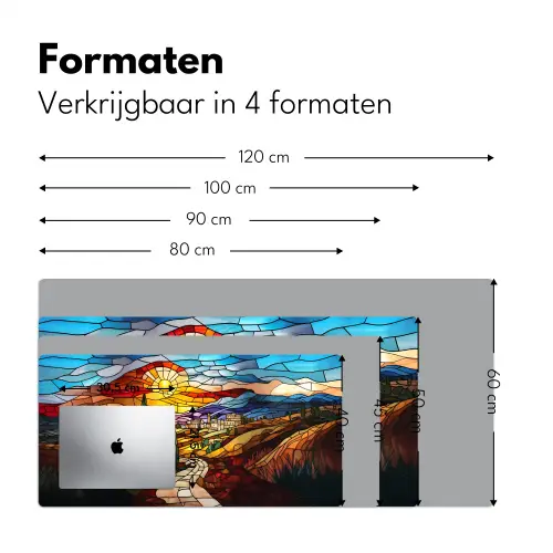 Mozaïek - Zon - Landschap - Dorp Muismat XXL klein -sfeer5