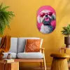 Pink - Hond - Bubbel Wandcirkel Ovaal Forex klein -sfeer4