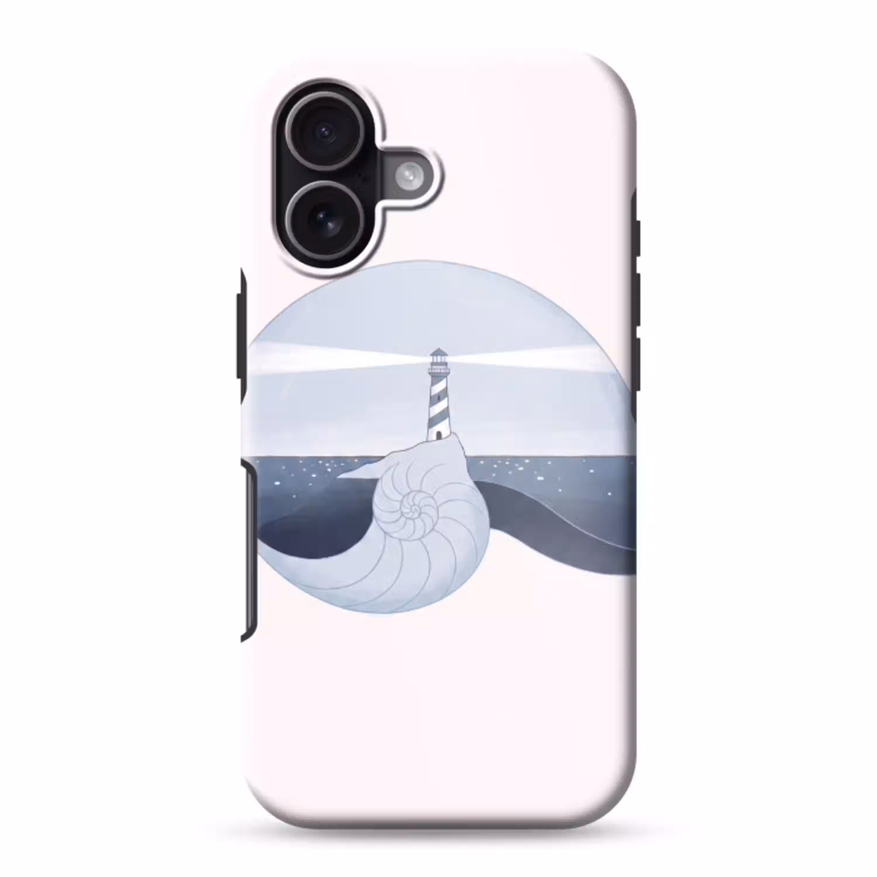 Vuurtoren - Zee - Schelp - Abstract - Blauw Toughcase MagSafe Apple iPhone 17 klein -3d
