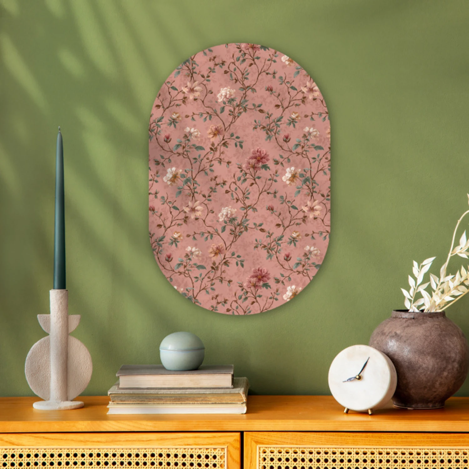 Botanisch - Bloemen - Roze Wandcirkel Ovaal Forex klein 630 -sfeer2