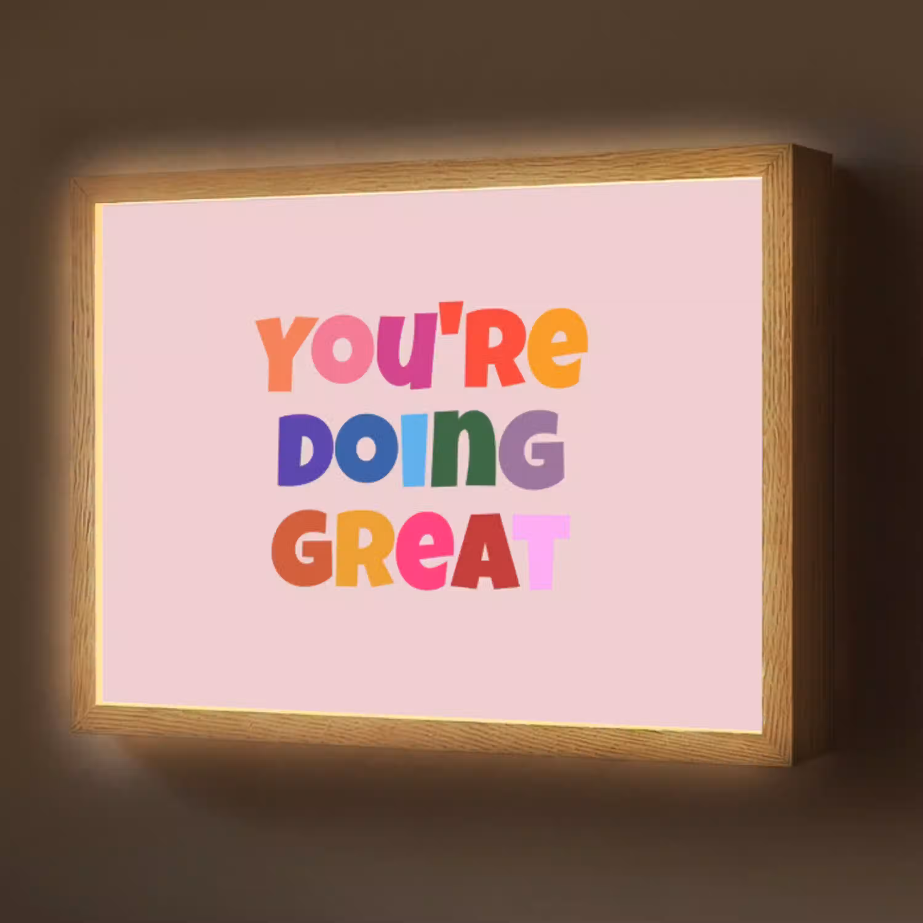 You're doing great - Roze - Kleurrijk Light Box met batterij (Wandlamp) middel -z3d_website