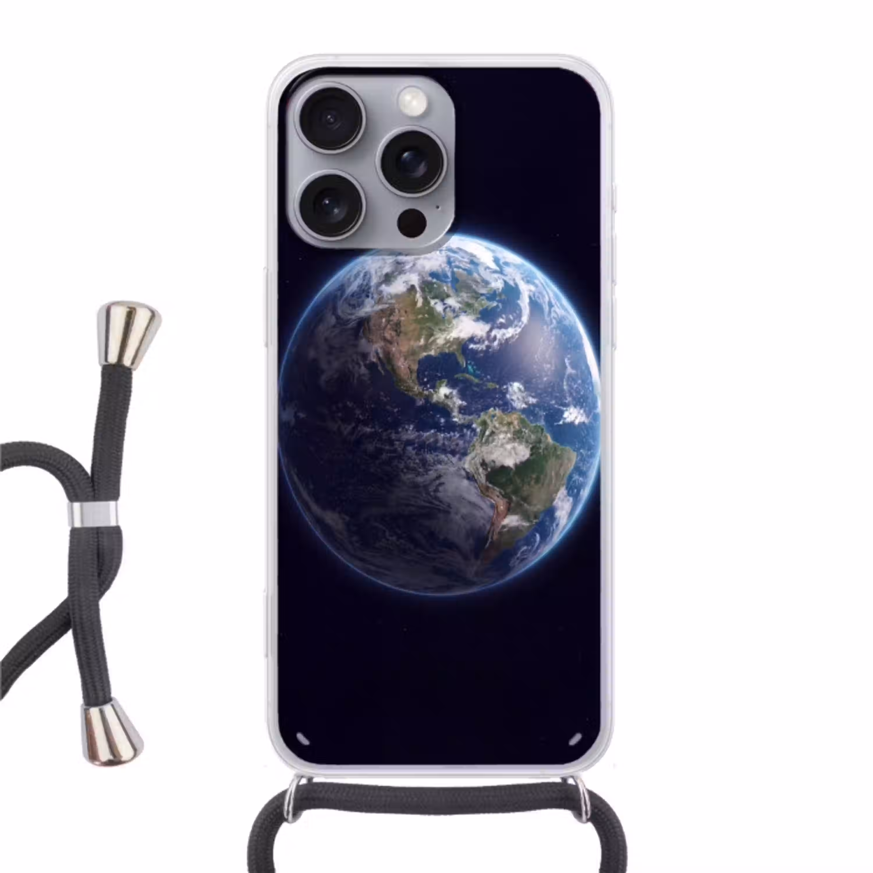 Aarde - Ruimte - Kosmos Hoesje iPhone 16 Pro Max met koord klein -3d