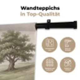 Heuvellandschap - Bomen - Natuur - Groen Wandkleed katoen klein -tsfeer2_DE