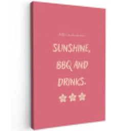 BBQ - Quote - Roze - Zomer Tuinposter op houten frame 2 cm dik klein -3d