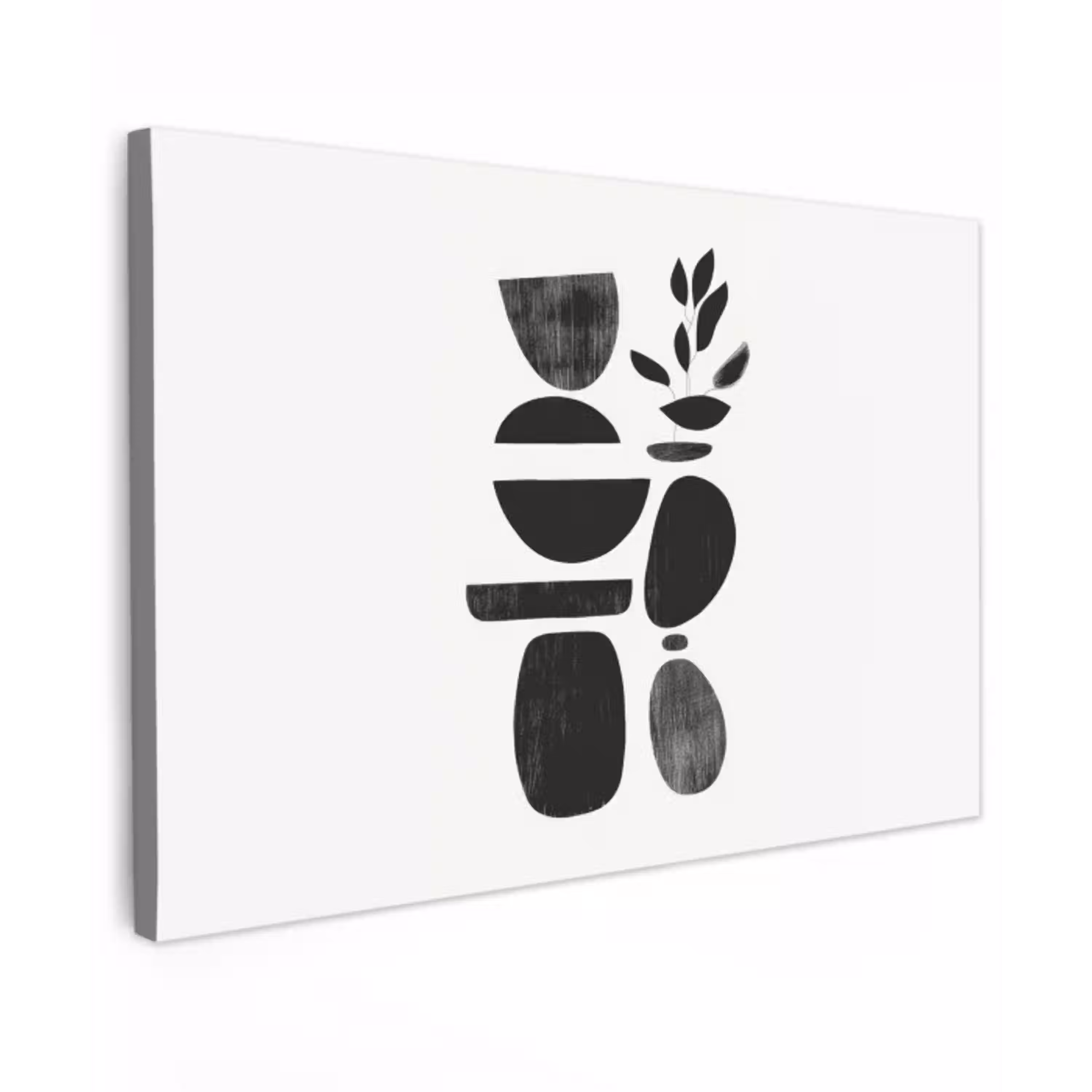 Japandi - Zwart - Abstract canvas 2cm klein -z3d