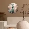 Pauw - Vogels - Bloemen - Boom - Botanisch Wandcirkel kunststof plaat 5mm dik klein -sfeer1