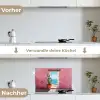 Zee - Roze - Cactus keuken achterwand spatscherm klein -voor_na_DE