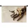 Vanille - Bloemen - Beige Wandkleed katoen klein -zz3d