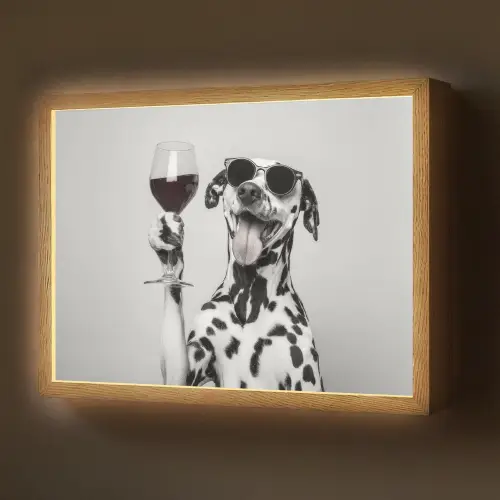 Zonnebril - Dalmatiër - Wijnglas - Tong Light Box met batterij (Wandlamp) middel -z3d_website