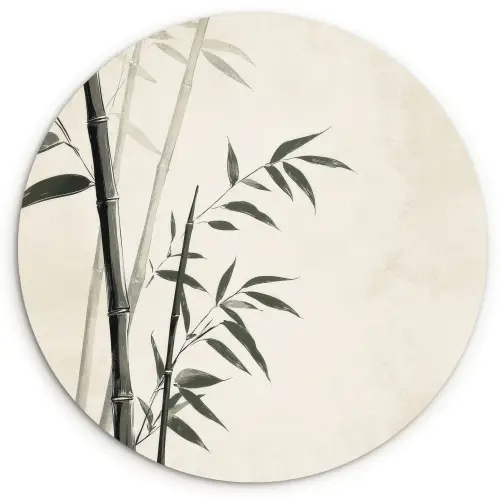 Japandi - Bamboe - Beige Wandcirkel plexiglas klein -3d