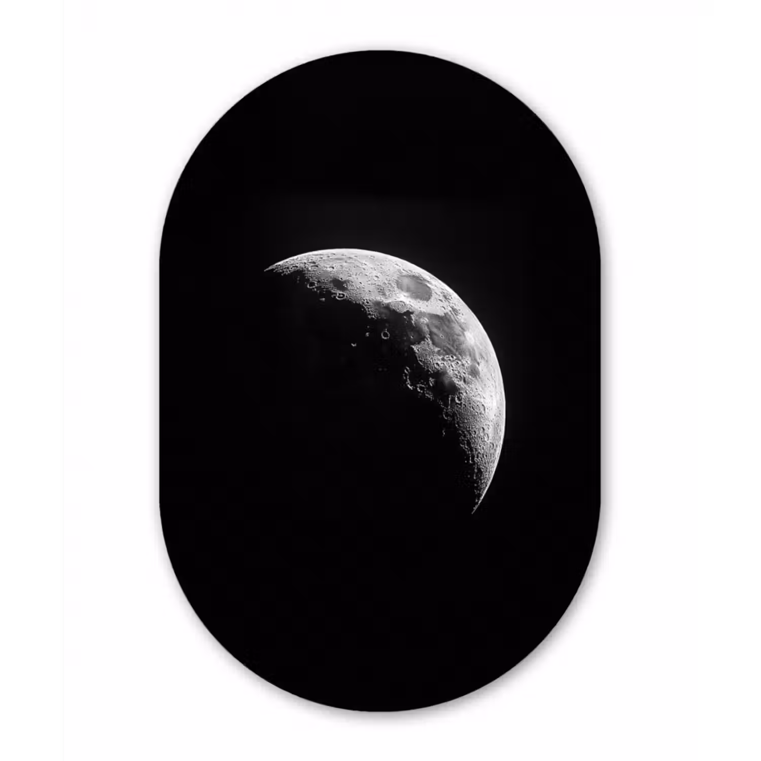 Glasbild Oval - Mond - Himmel - Schwarz - Schatten