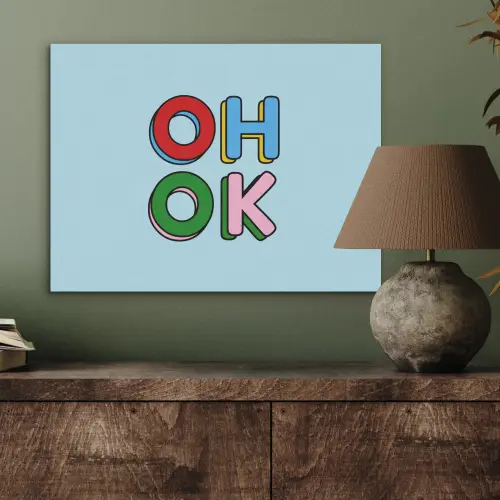Oh ok - Blauw - Kleurrijk PET vilt klein -sfeer2
