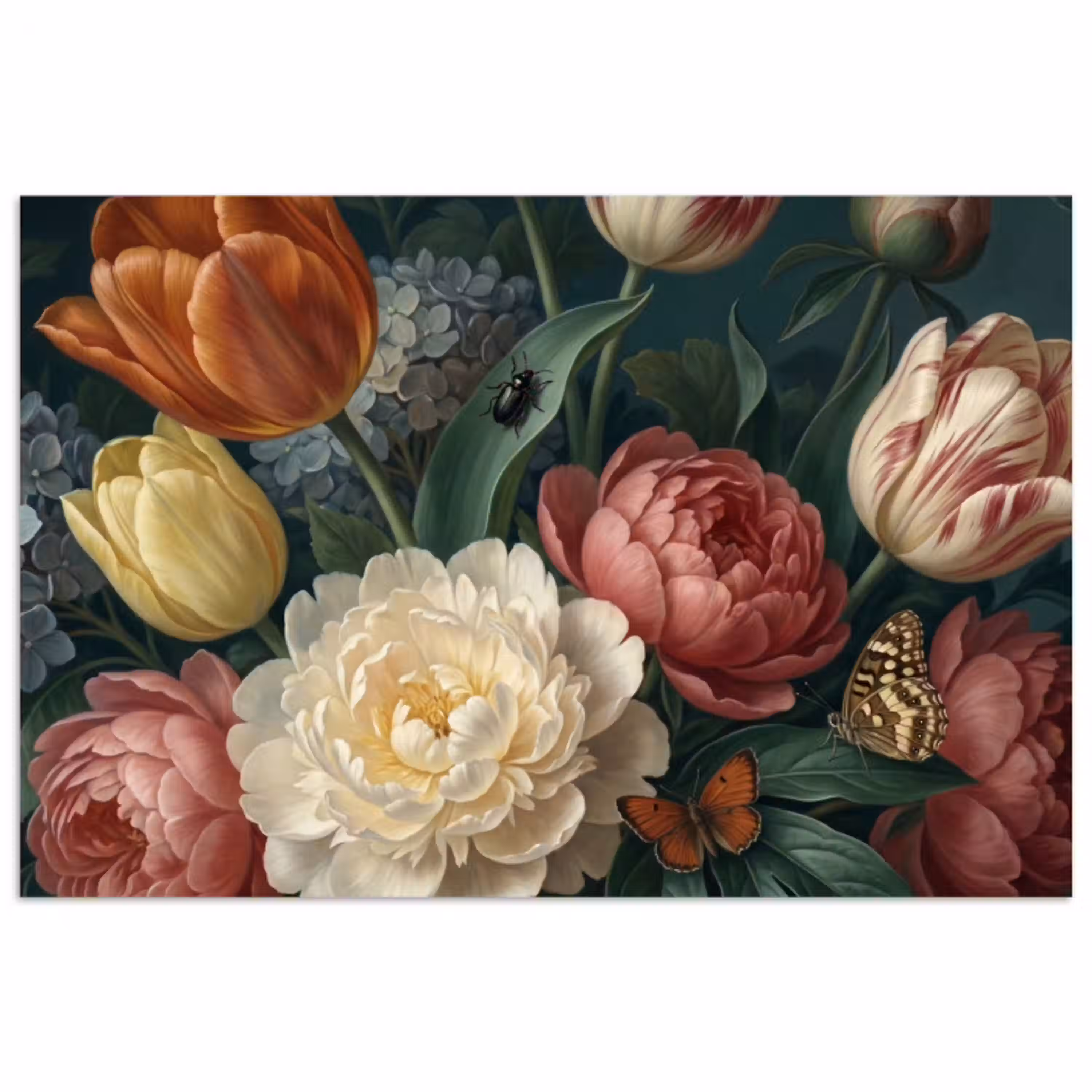Bloemen - Boeket - Natuur - Klassiek - Donker poster papier klein -3d