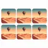 Luchtballon - Woestijn - Zonsondergang - Blauw onderzetter kurk middel -3d