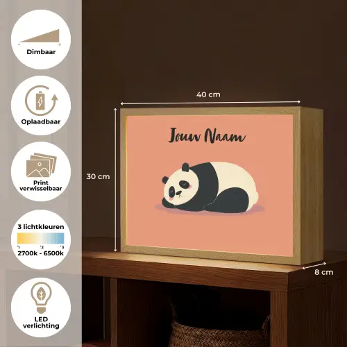Panda - Slaap - Oranje Light Box met batterij (Wandlamp kind) middel -USP_websiteoverzichtNL