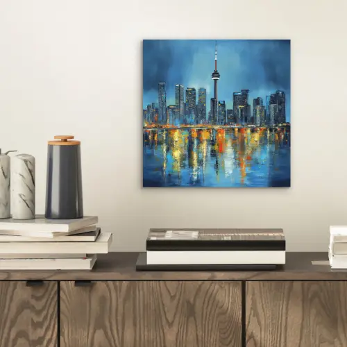 Skyline Toronto - Water - Stadslichten - Toren aluminium wit klein -sfeer1