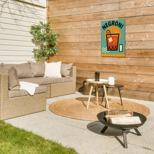 Cocktail - Negroni - Art - Sinaasappel Tuinposter op houten frame 2 cm dik klein -sfeer2