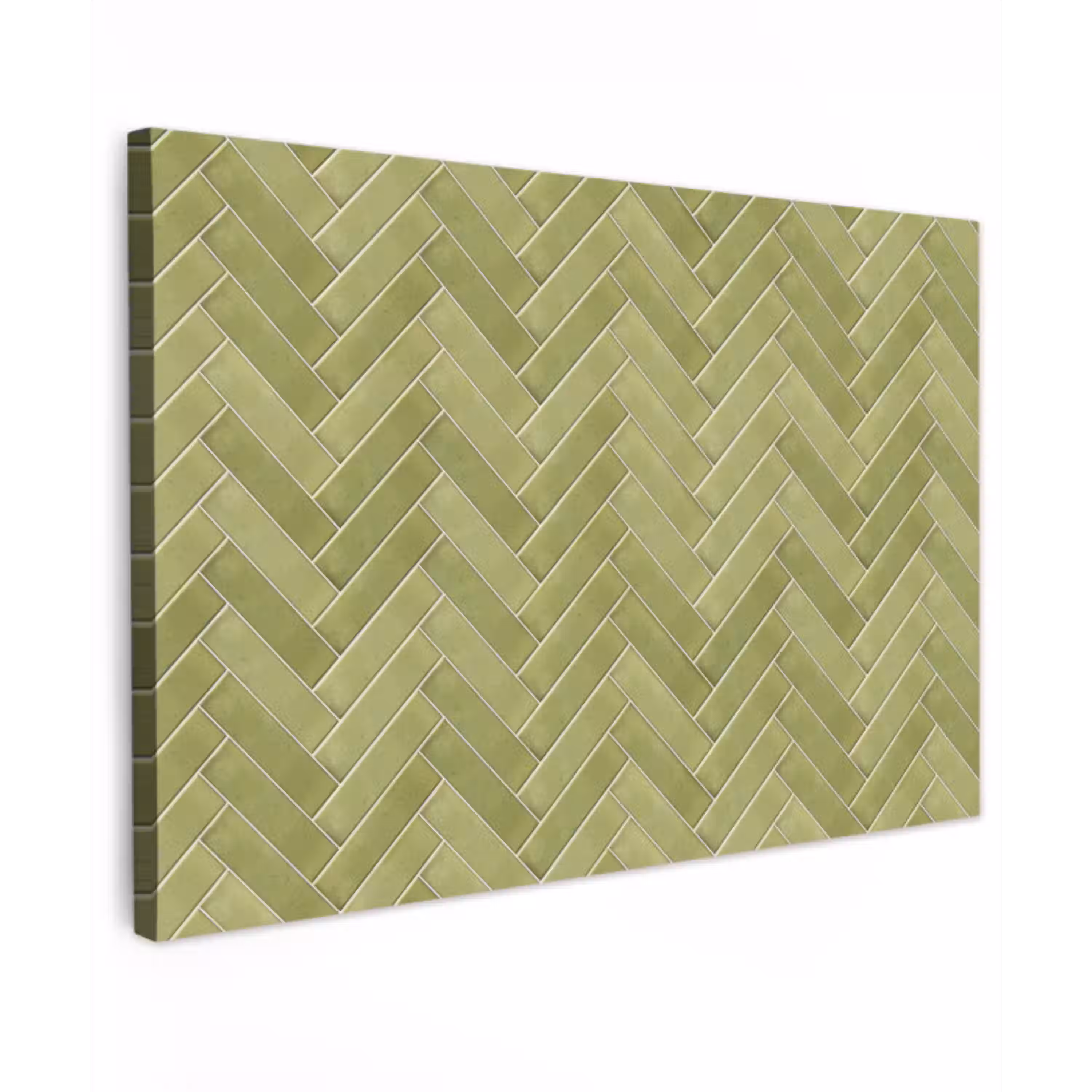 Visgraat - Wandtegel - Olijfgroen canvas 2cm klein 34 -z3d