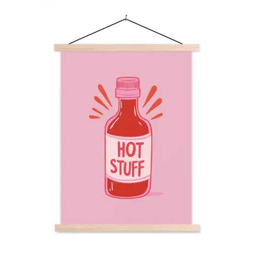 Pittig - Rood - Saus - Grafisch textielposter latten blank klein -3d