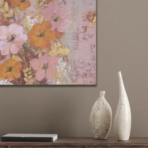 Schilderij - Bloemen - Rustiek - Roze PET vilt klein -sfeer6_closeup