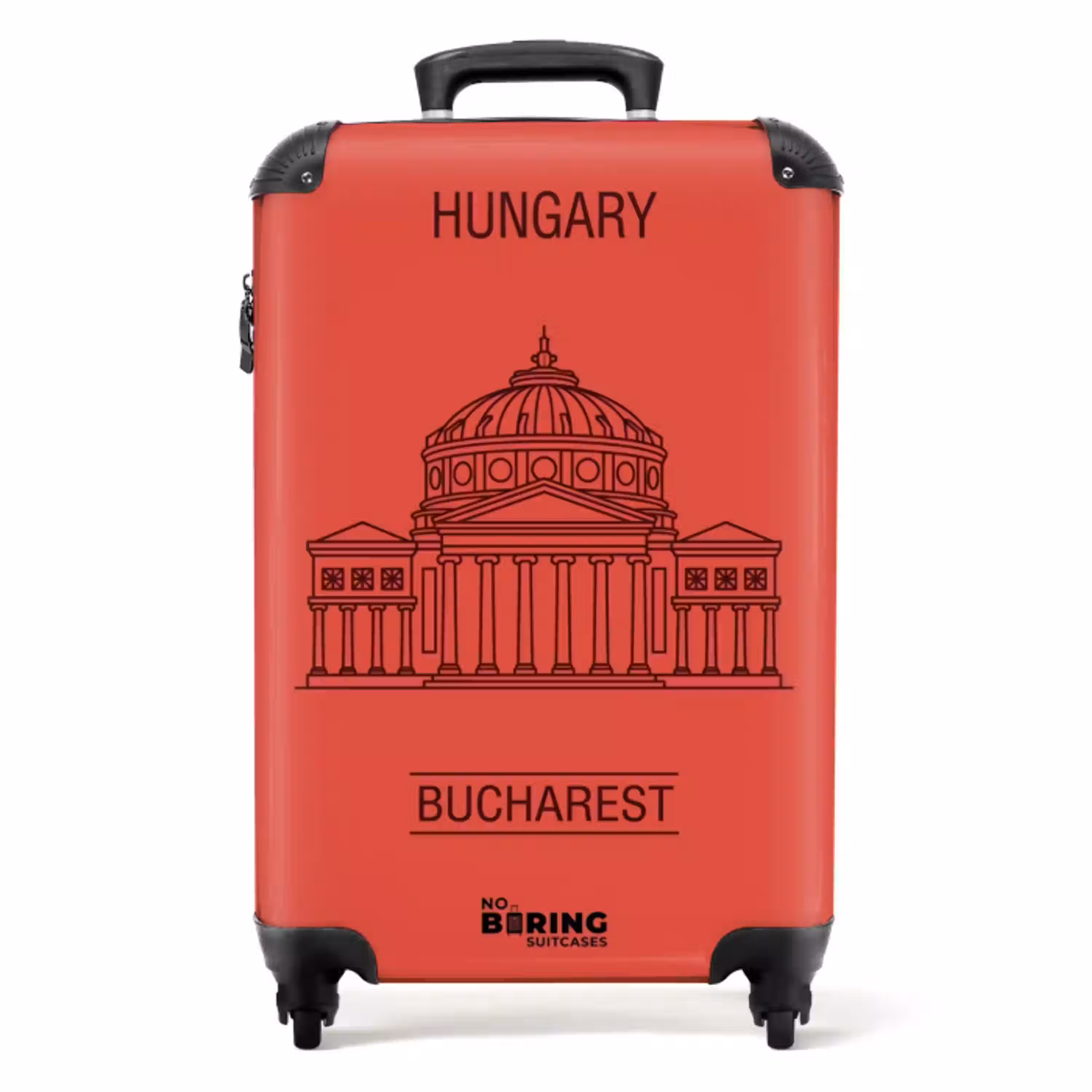 Architectuur - Boekarest - Stedelijk - Lijntekening - Rood NBS - Handbagage koffer - Volwassenen Unisex middel -productfoto_recht