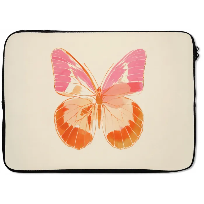 Oranje - Vlinder - Minimalistisch laptophoes neopreen klein -zkaufland3dotto