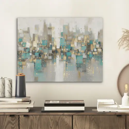 Abstract - Blokken - Goud - Skyline PET vilt klein -sfeer1