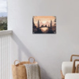 Beren - Bomen - Landschap - Zonsondergang tuinposter los doek klein -sfeer8