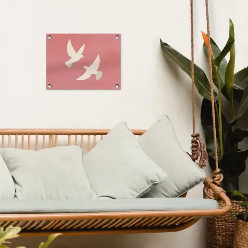 Duiven - Wit - Sierlijk tuinposter los doek klein -sfeer7