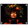 Vrouw - Zwart - Bessen - Bramen - Appels tuinposter los doek klein -3d