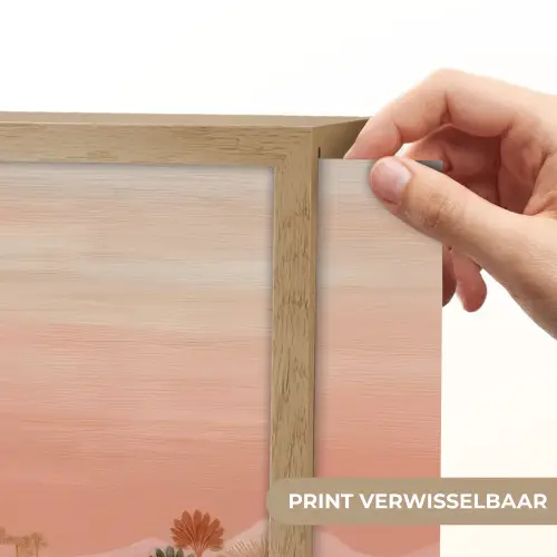 Roze landschap - Palmen - Water Light Box met batterij (Wandlamp) middel -USP_websiteprintNL