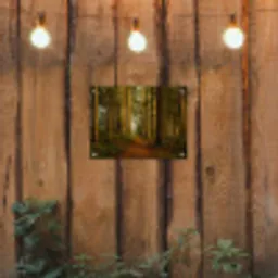 Pad door majestueus dennenbos tuinposter los doek klein -sfeer1
