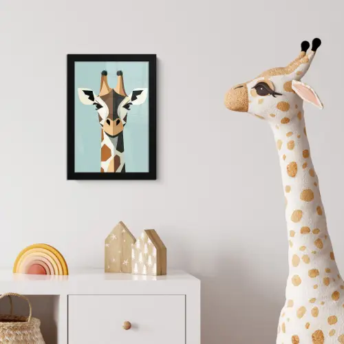 Giraffe - Illustratie - Bruin - Minimalistisch fotolijst zwart zonder passe partout klein -usfeer4_kinderkamer