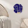 Okergeel - Blauw - Eenvoudige lijnen Wandcirkel kunststof plaat 5mm dik klein -sfeer5