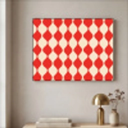 Golvend patroon - Retro - Rood - Beige Textielframe zwart klein 947 -sfeer2