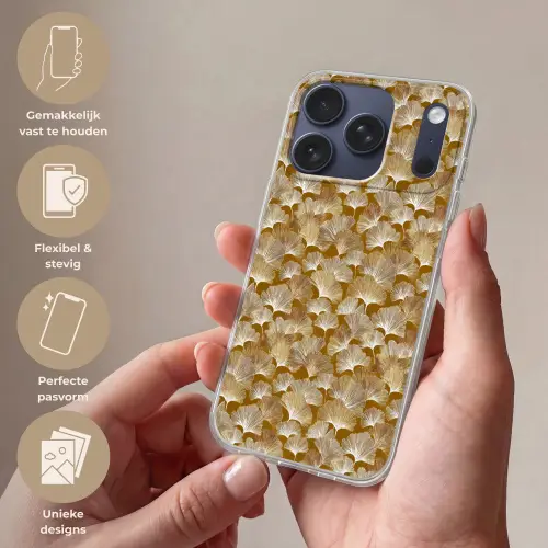 Ginkgo - Bladeren - Goud Telefoonhoesje iPhone 17 Pro klein 878 -sfeer3_NL