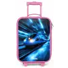 Supersnelle trein in neonblauwe tunnel Kinderkoffer - Roze klein -zz3dotto