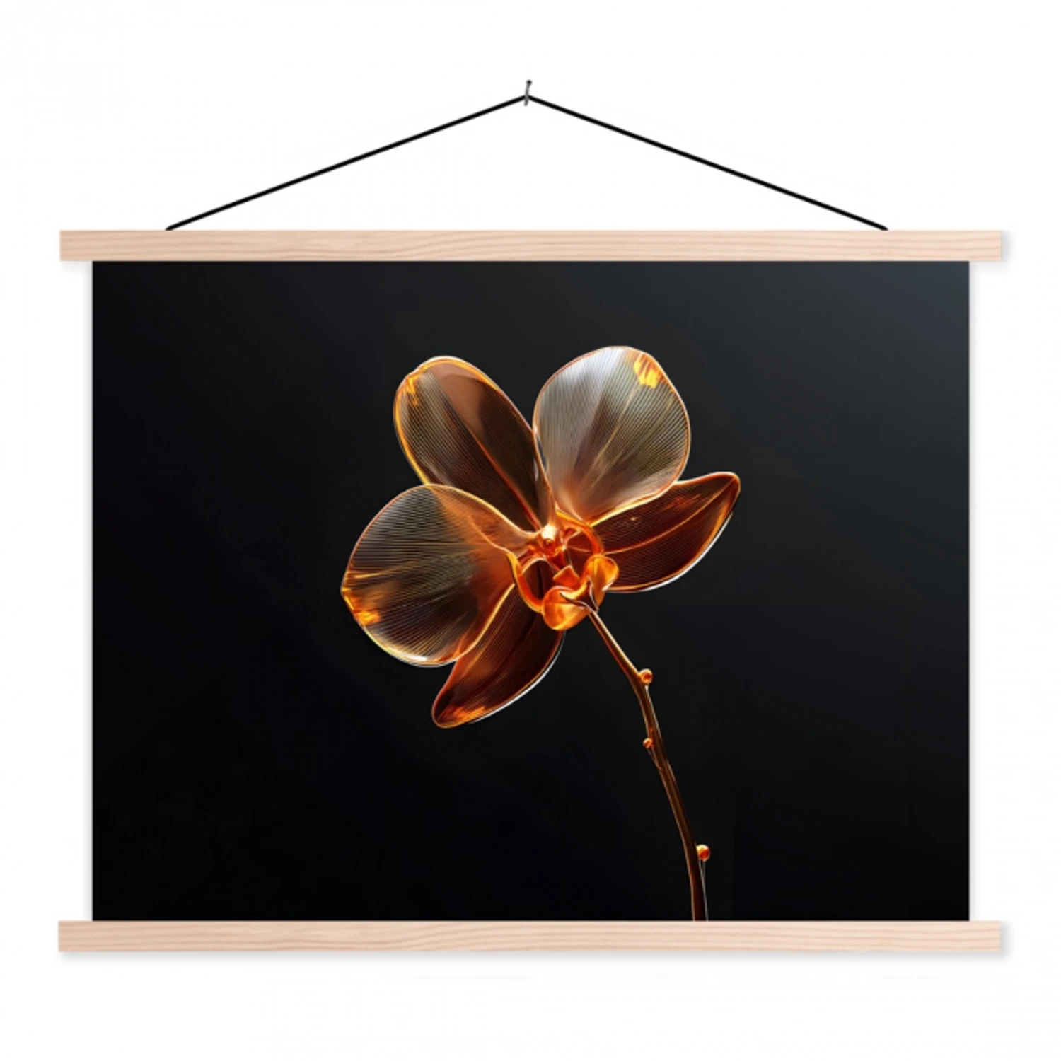 Orchidee - Doorzichtig - Bloem textielposter latten blank klein -3d