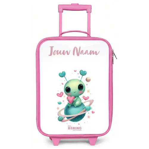 Lief buitenaards wezentje met hartje Kinderkoffer - Roze klein -zz3dotto